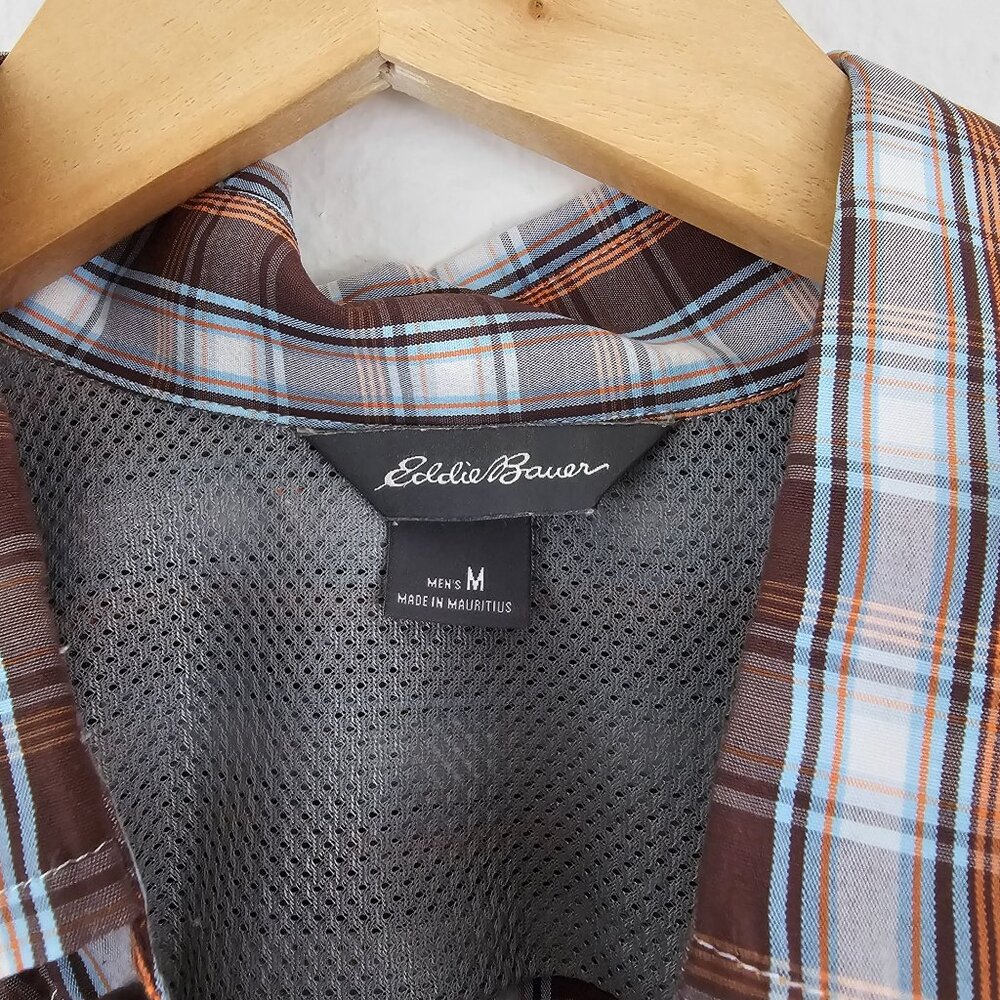 Eddie Bauer Mens Outdoors Plaid Shirt Size Medium Vented Fishing Camping Casual - Picture 4 of 10
